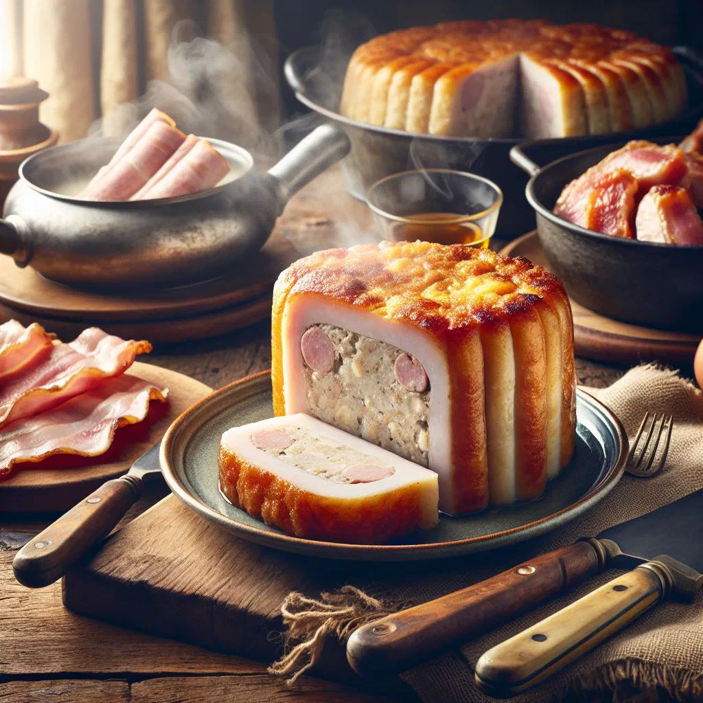 Sliced and pan-fried hog's pudding on a rustic wooden board