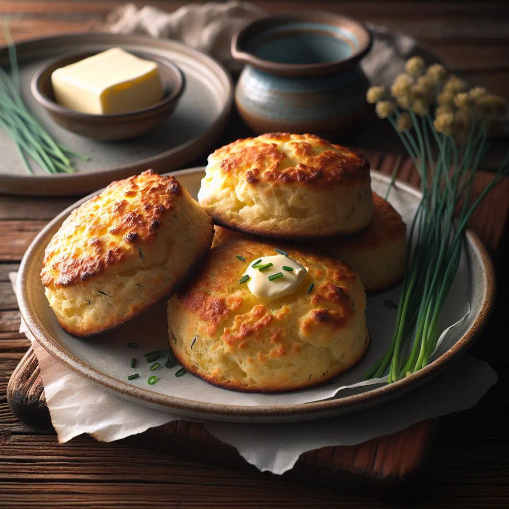 Golden potato scones cooked on a griddle, served warm