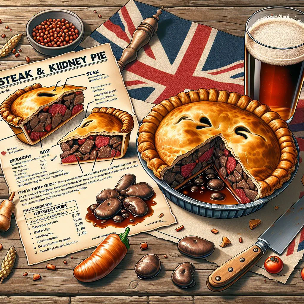 Steak and kidney pie with a golden pastry crust, freshly baked
