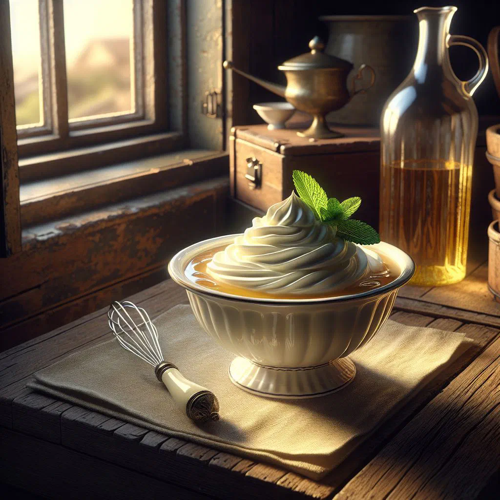 Syllabub served in a glass, topped with lemon zest