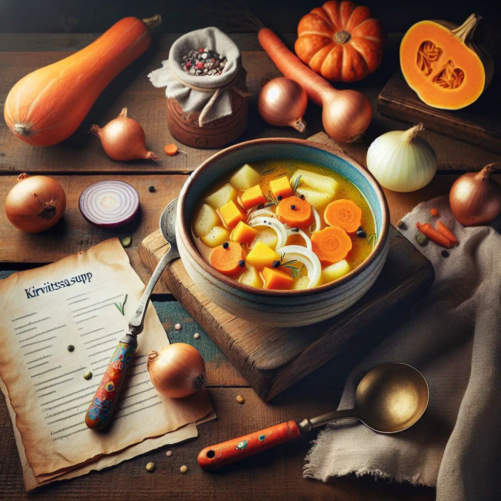 Creamy Estonian pumpkin soup in a bowl, garnished with fresh herbs