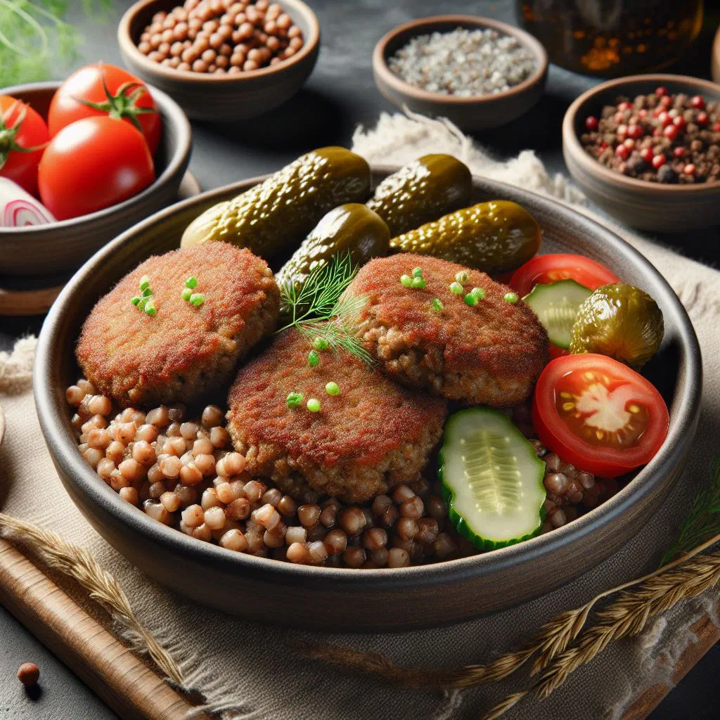 Golden pan-fried Estonian potato cutlets garnished with fresh dill
