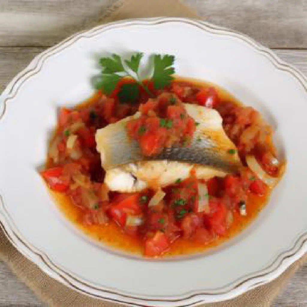 Ethiopian asa wat fish stew in a spiced tomato and onion sauce