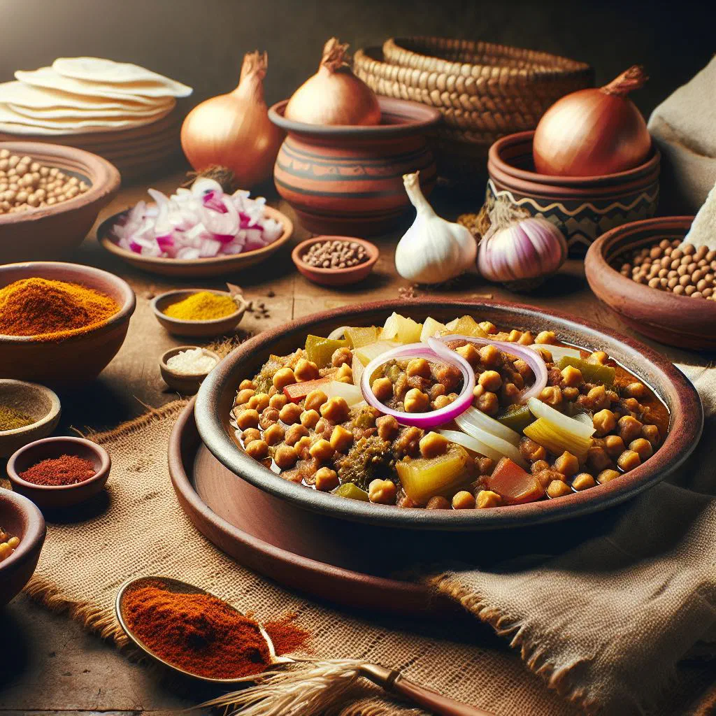 Bowl of Shiro Wat chickpea stew served on injera flatbread