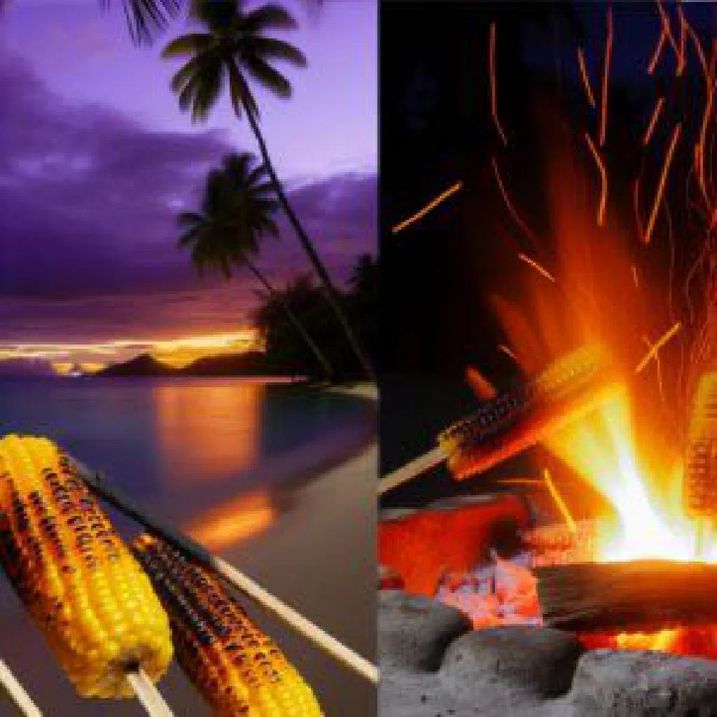 Charred corn on the cob brushed with oil and finished with lime