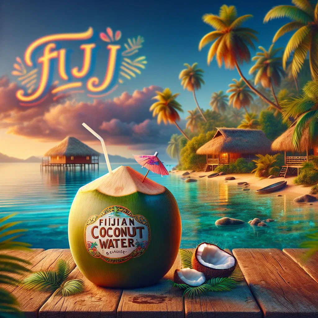 A fresh young coconut served as coconut water with mint and lime