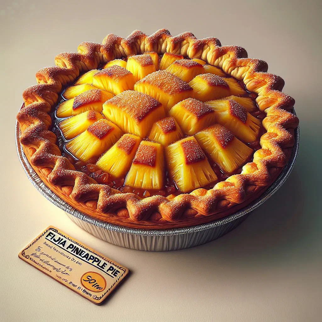 Golden Fijian pineapple pie with a flaky pastry crust