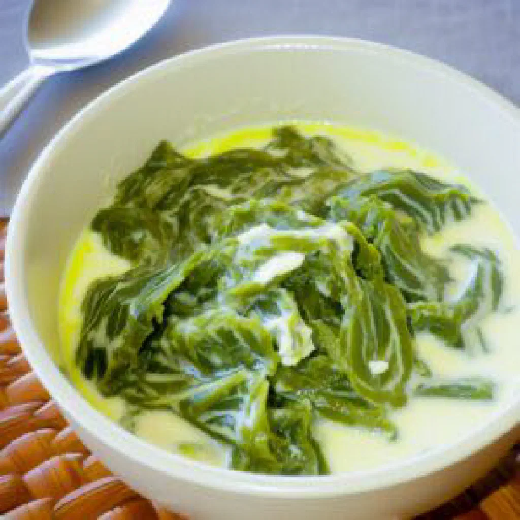 Creamy rourou of taro leaves simmered in coconut milk