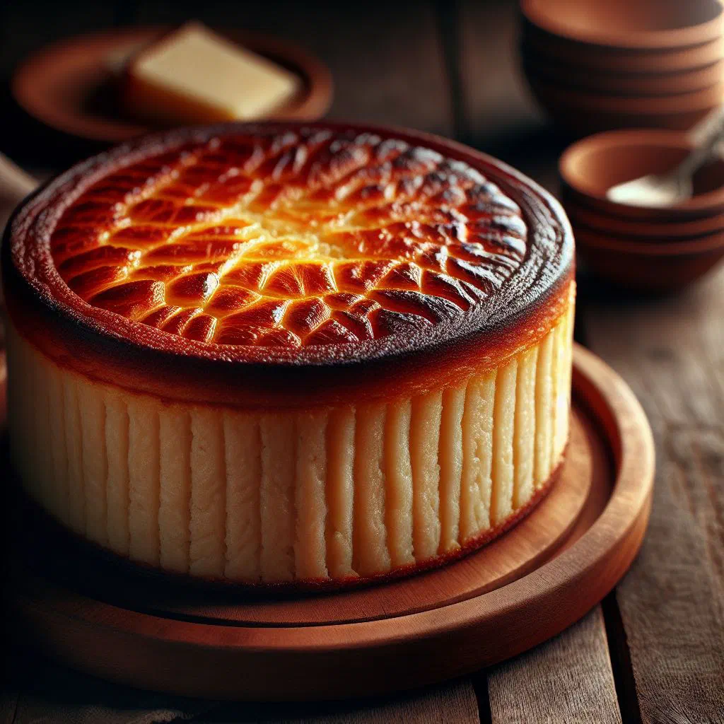Golden Fijian tapioca cake topped with shredded coconut