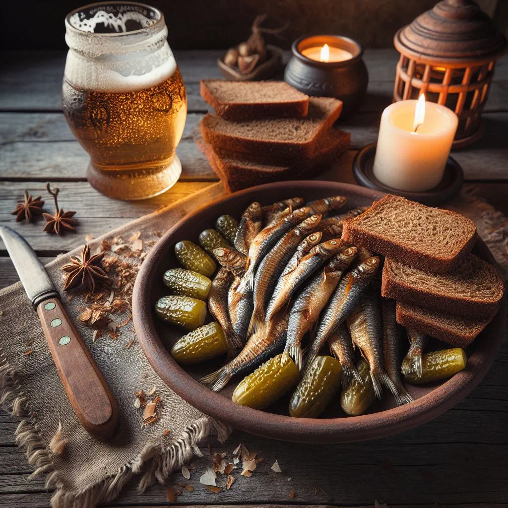 Golden pan-fried vendace served with lemon wedges and fresh dill