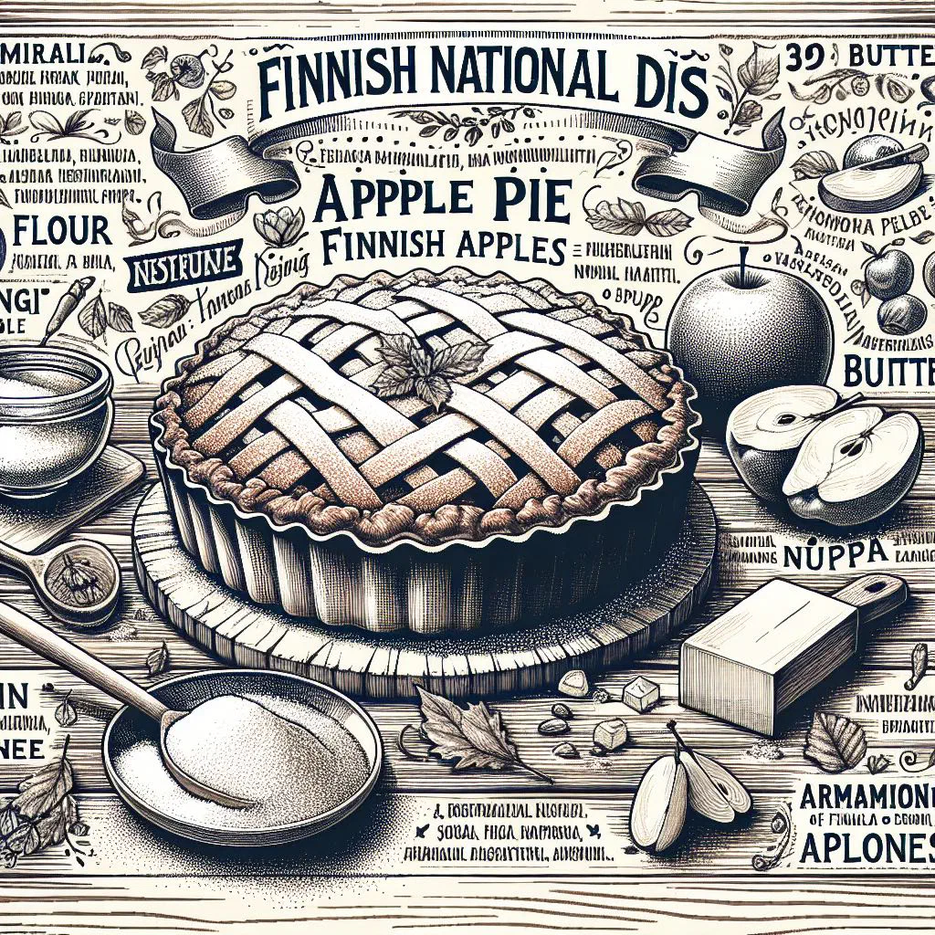 Golden Finnish apple tart with cinnamon apple slices and a lattice crust