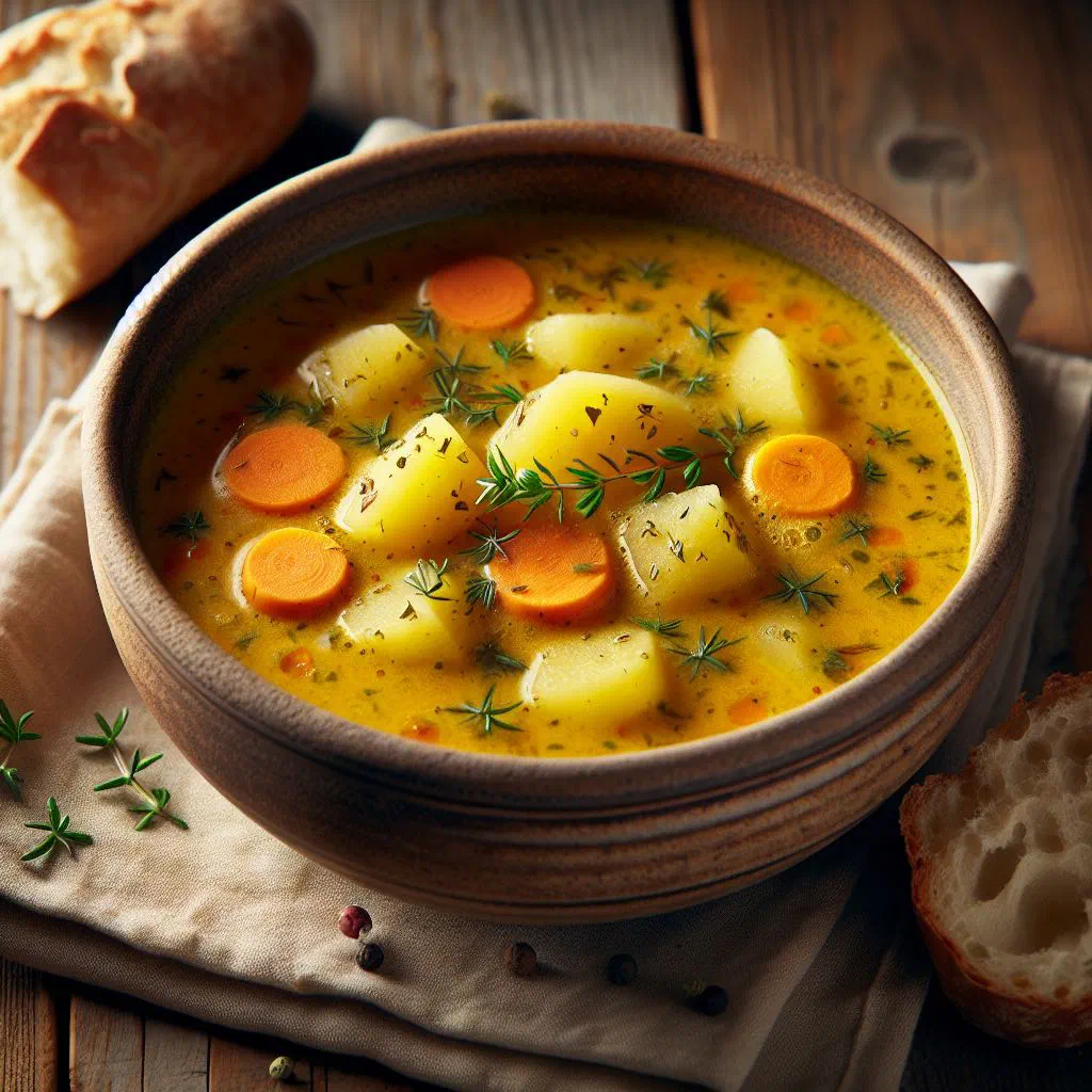 Bowl of Finnish rusinakeitto lentil soup garnished with fresh parsley