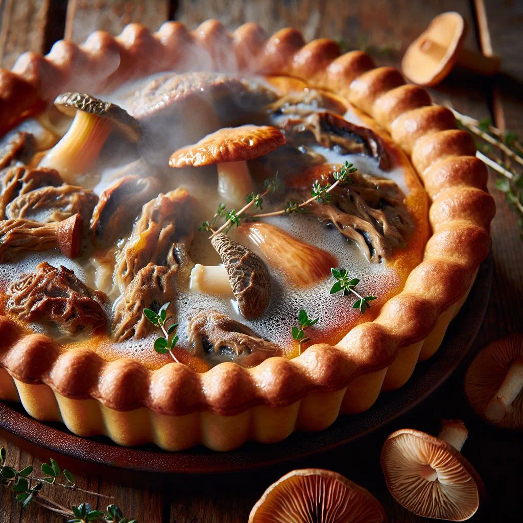 Golden baked Finnish mushroom pastries filled with mushrooms and rice