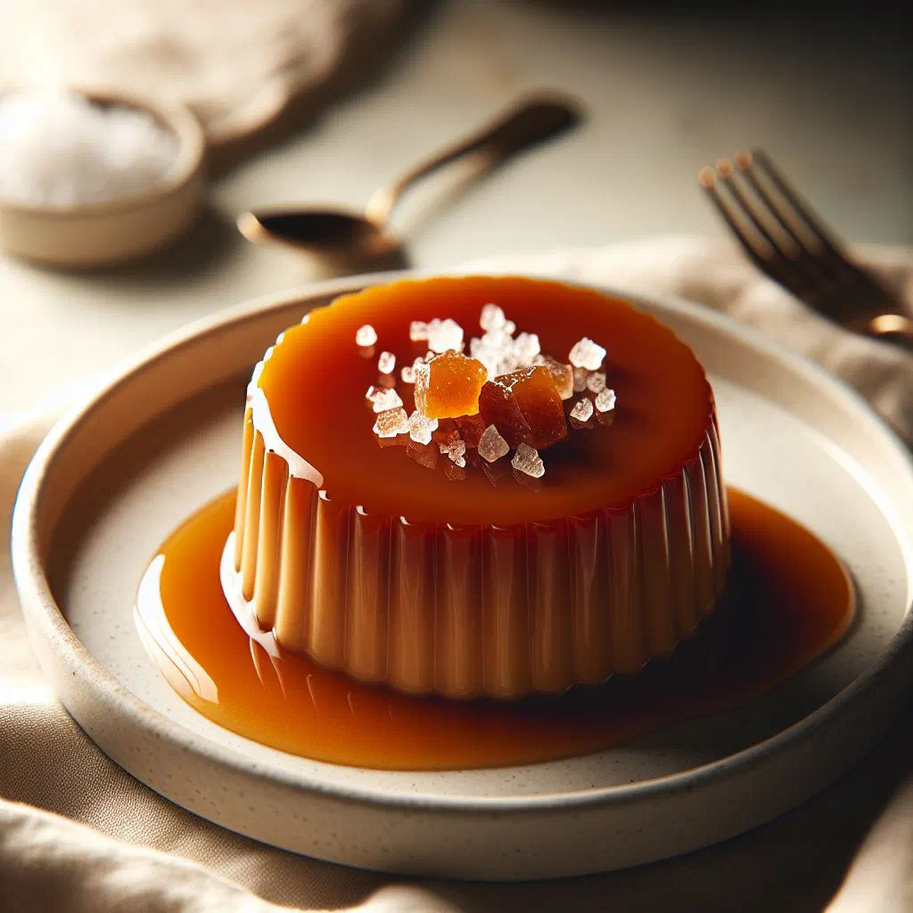 A jar of glossy salted butter caramel sauce with a spoon