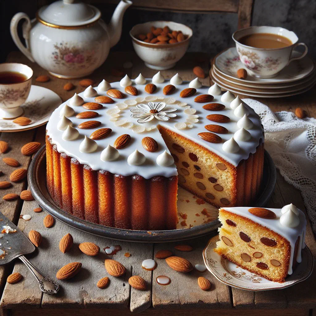 Gâteau Nantais almond cake topped with a glossy white sugar glaze