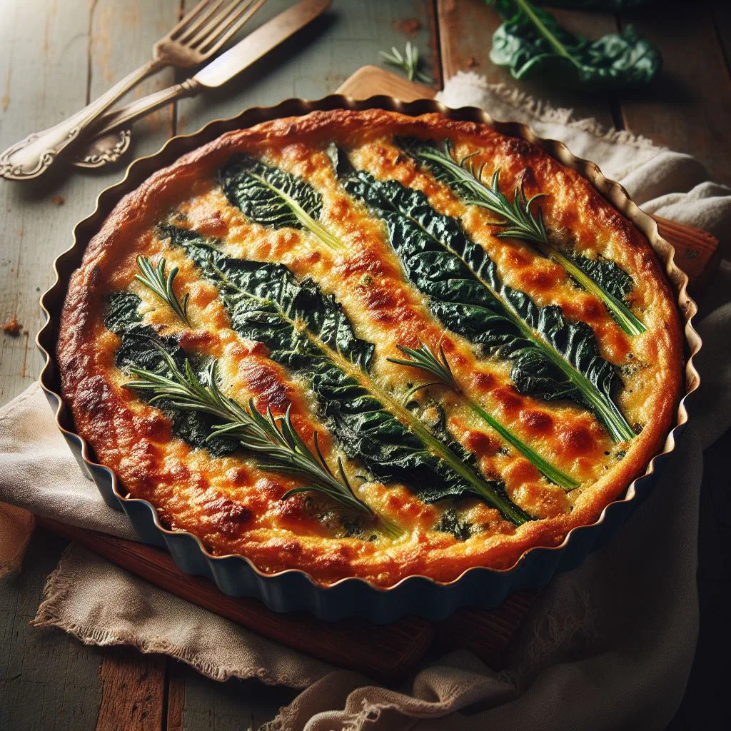 Golden-baked Swiss chard gratin with a bubbling cheese crust