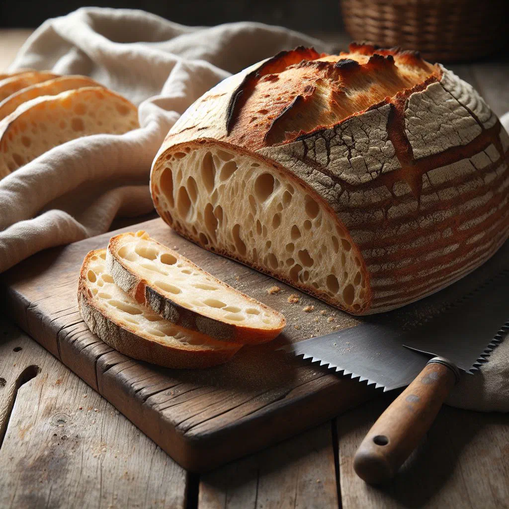Rustic round pain de campagne loaf with a crisp golden crust