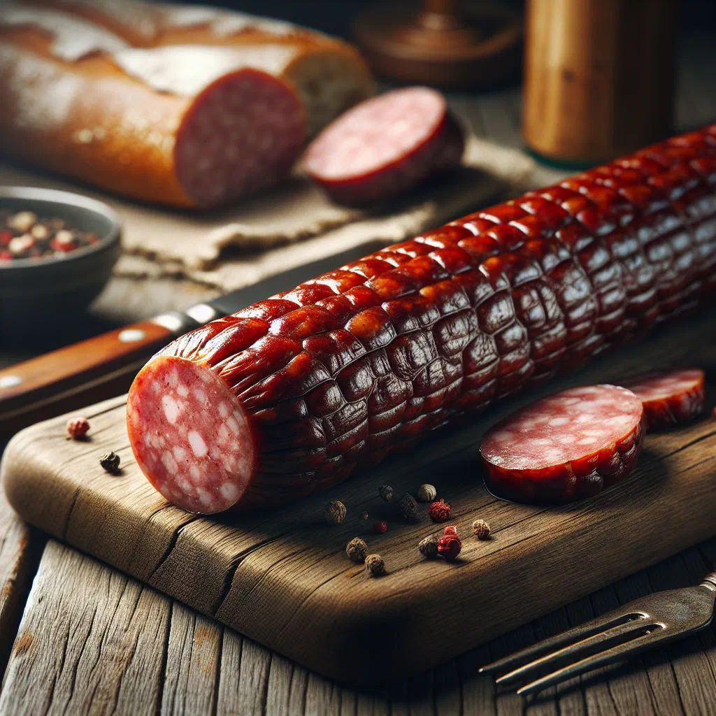 Coiled Saucisse de Toulouse pork sausage seasoned with herbs