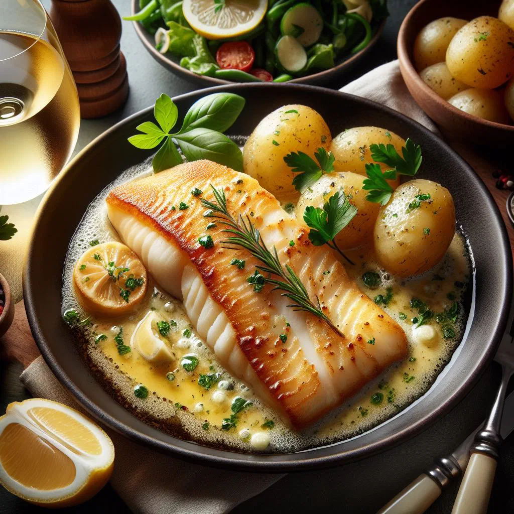 Pan-fried fillet of sole in browned butter with lemon and parsley