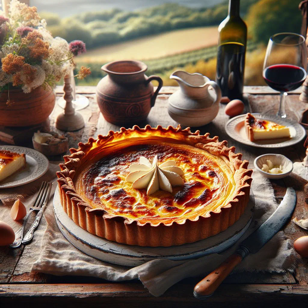 Golden tarte au fromage blanc with a creamy cheese filling