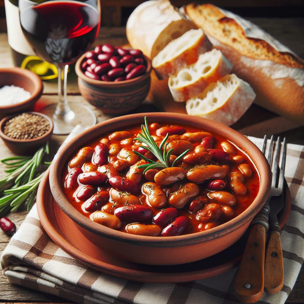 Red beans simmered in a rich tomato sauce, garnished with fresh parsley
