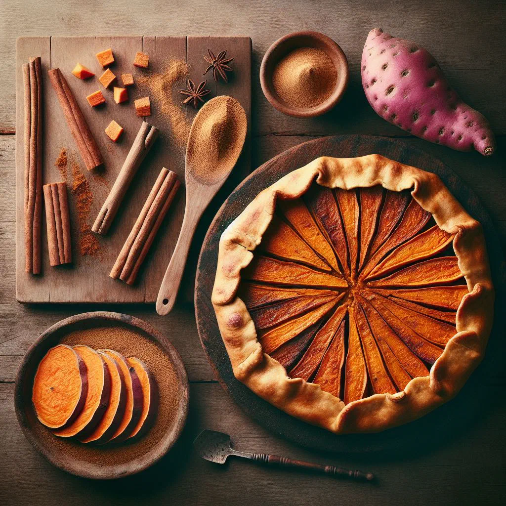 Golden sweet potato galettes stacked on a plate with fresh herbs