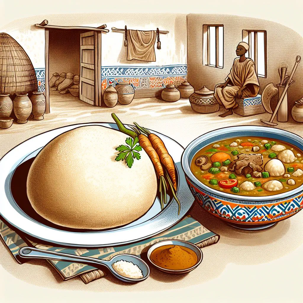 Soft mounds of fufu served with a rich, nutty egusi sauce