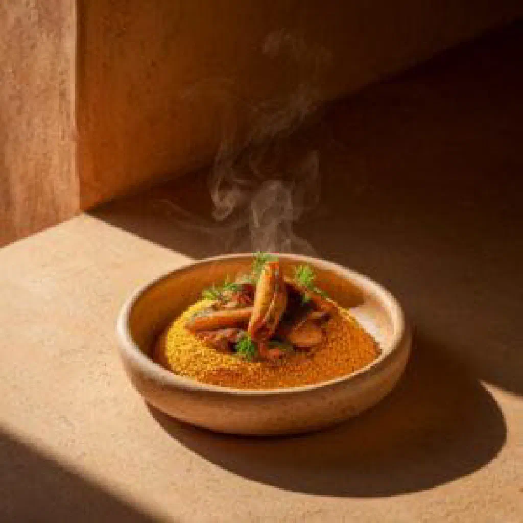 Gambian nyebe — black-eyed peas in a red tomato and palm oil sauce
