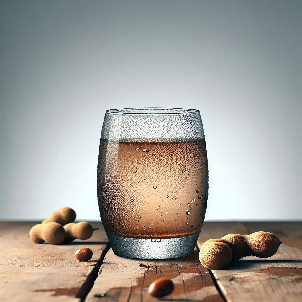 A glass of chilled tamarind water garnished with fresh mint