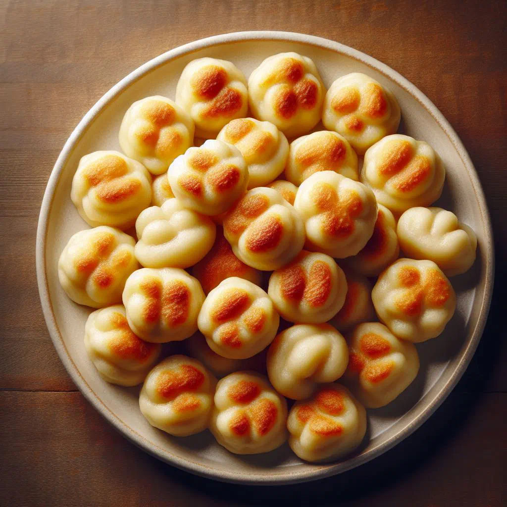 Round bread dumplings served on a plate with fresh parsley