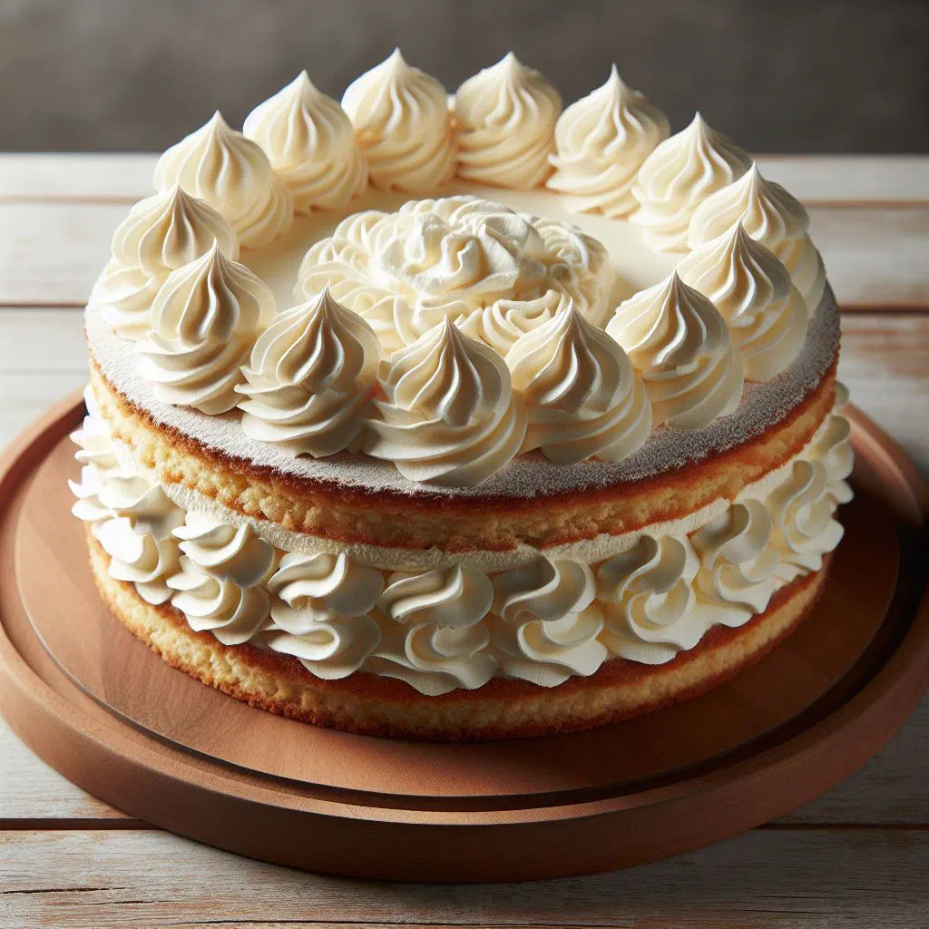 Slice of German cheese cream cake topped with fresh fruit