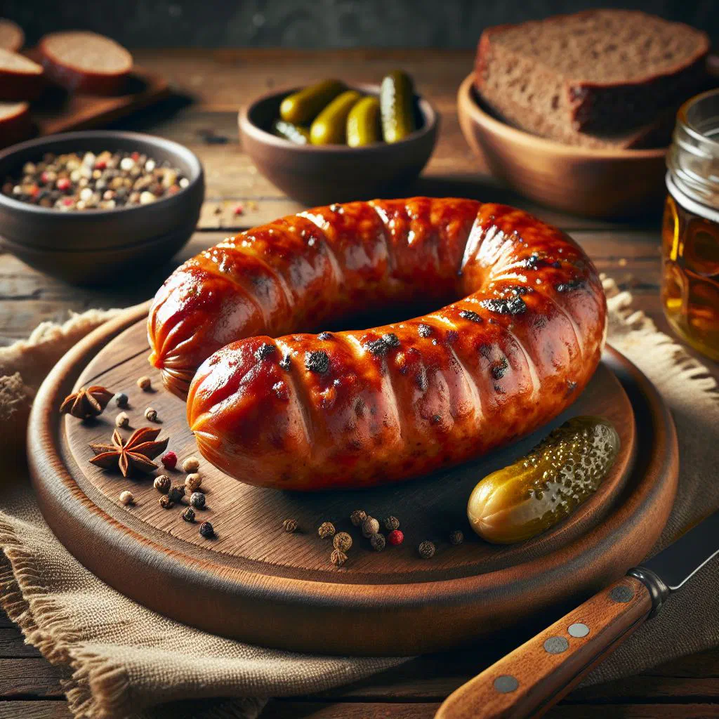 Magdeburg braised sausage with carrots in a rich broth