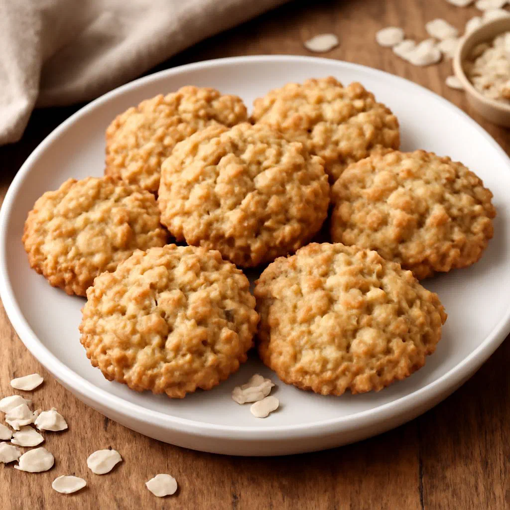 Golden-brown oat macaroons cooling on a wire rack