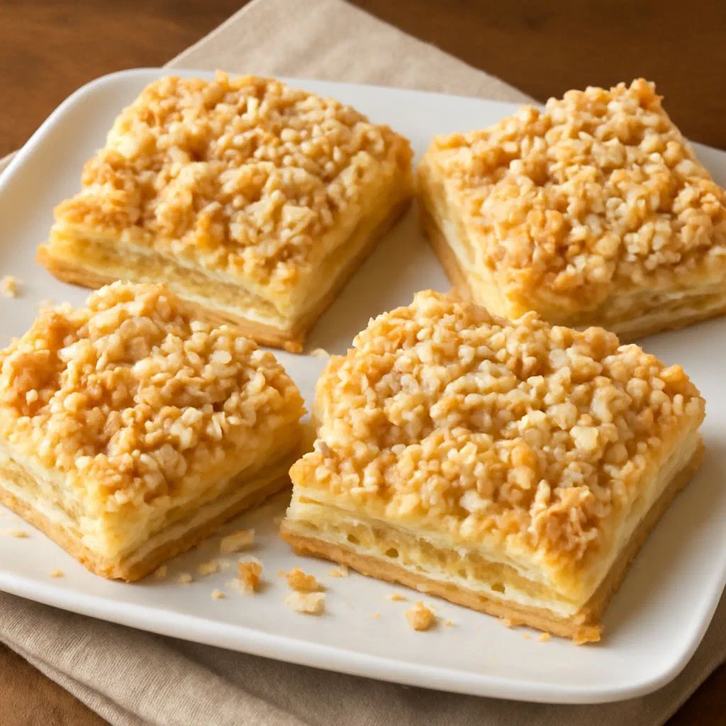 Golden Prasselkuchen tray bake topped with crunchy buttery streusel