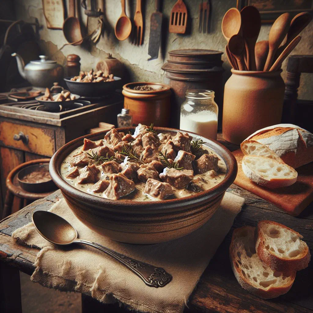 Creamy Würzfleisch in a small dish garnished with fresh parsley