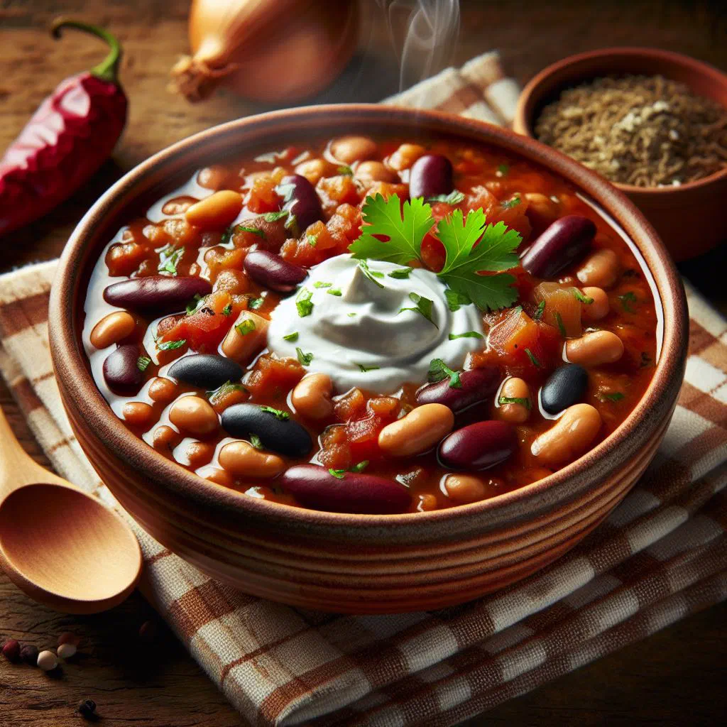 Ghanaian beans stew with tomatoes and herbs in a bowl