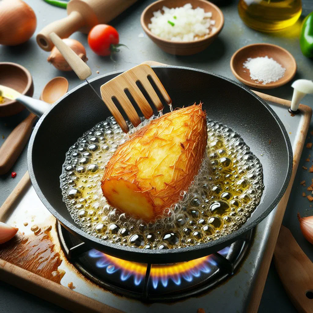 Golden fried cocoyam pieces served on a plate