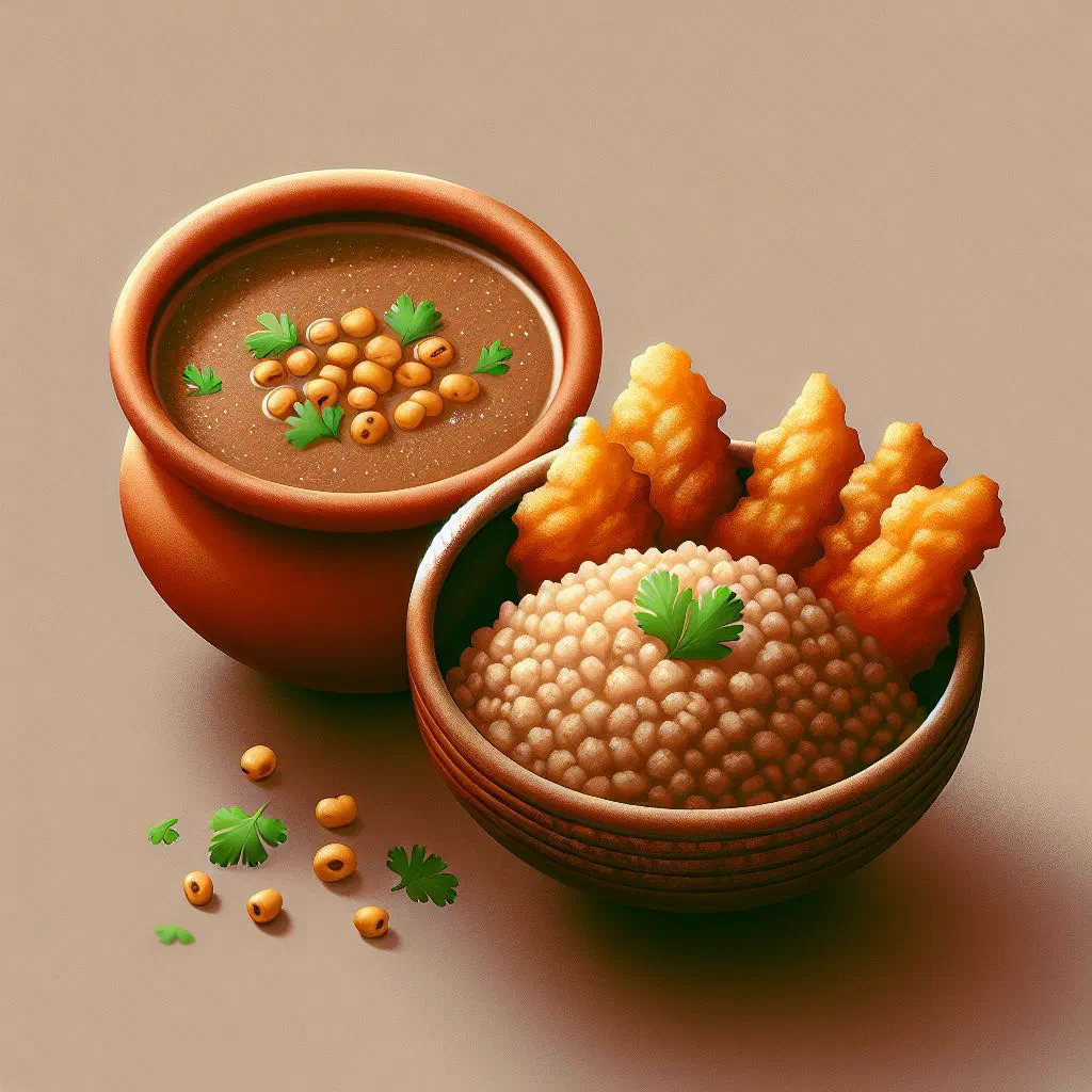 Bowl of spiced Hausa koko porridge served with golden koose fritters