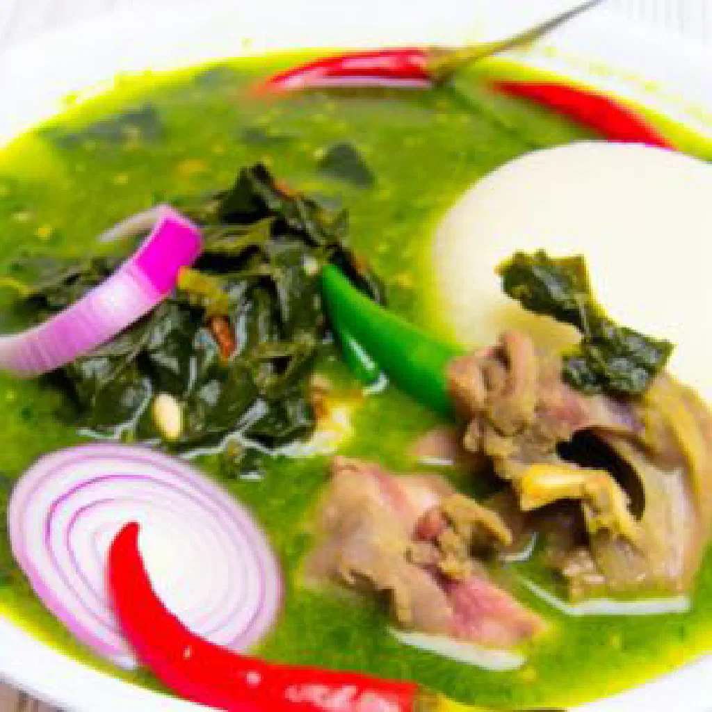 Smooth mounds of Tuo Zaafi served with a spiced Ghanaian soup