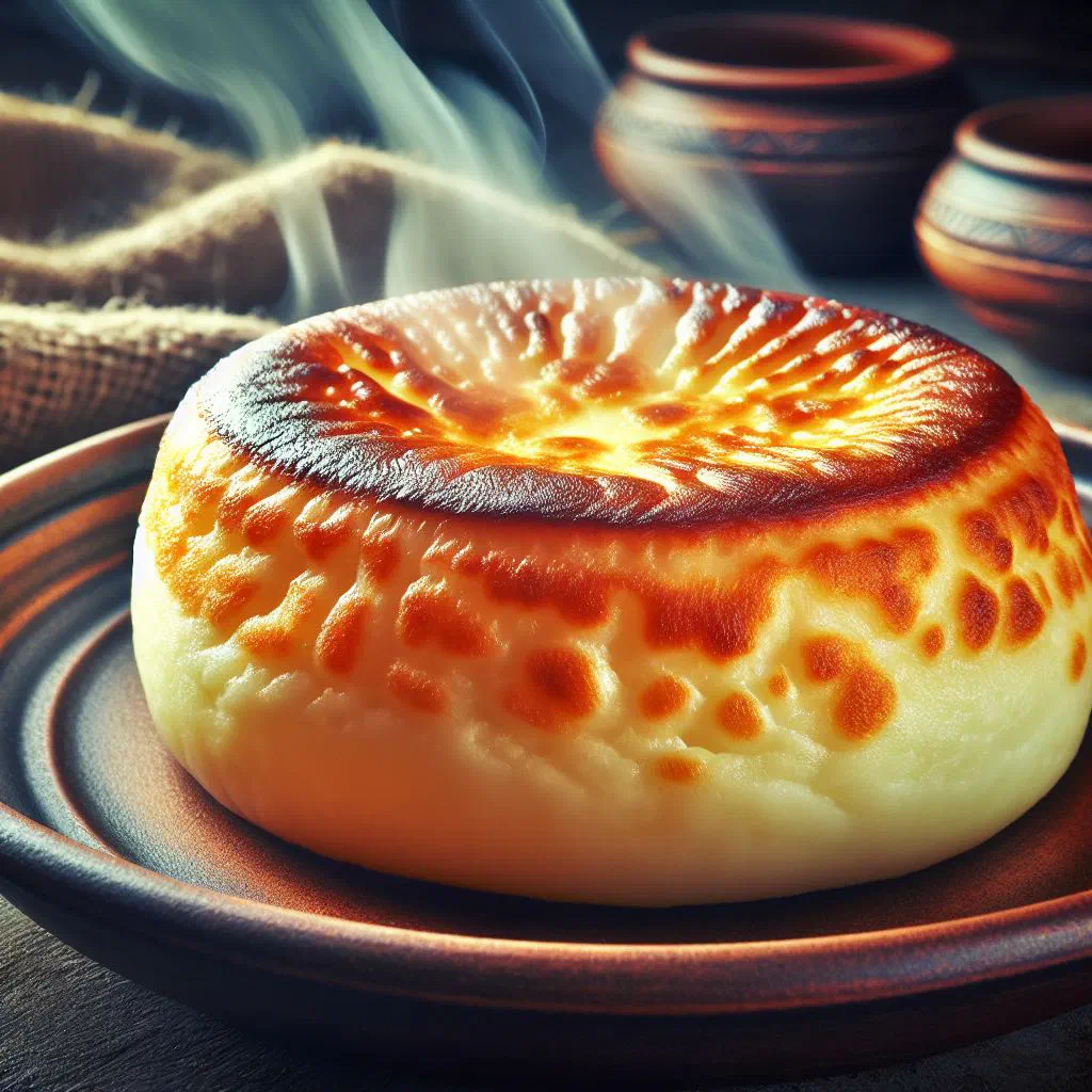 Golden fried Wagashi cheese pieces served warm on a plate