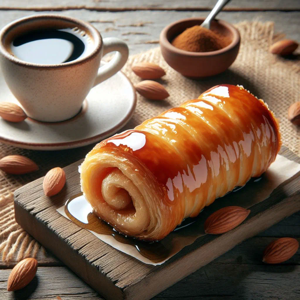Golden Greek daktyla rolls fresh from the oven on a wooden board