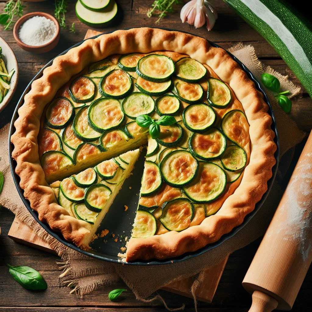 Golden Greek kolokithopita courgette pie with crisp filo pastry