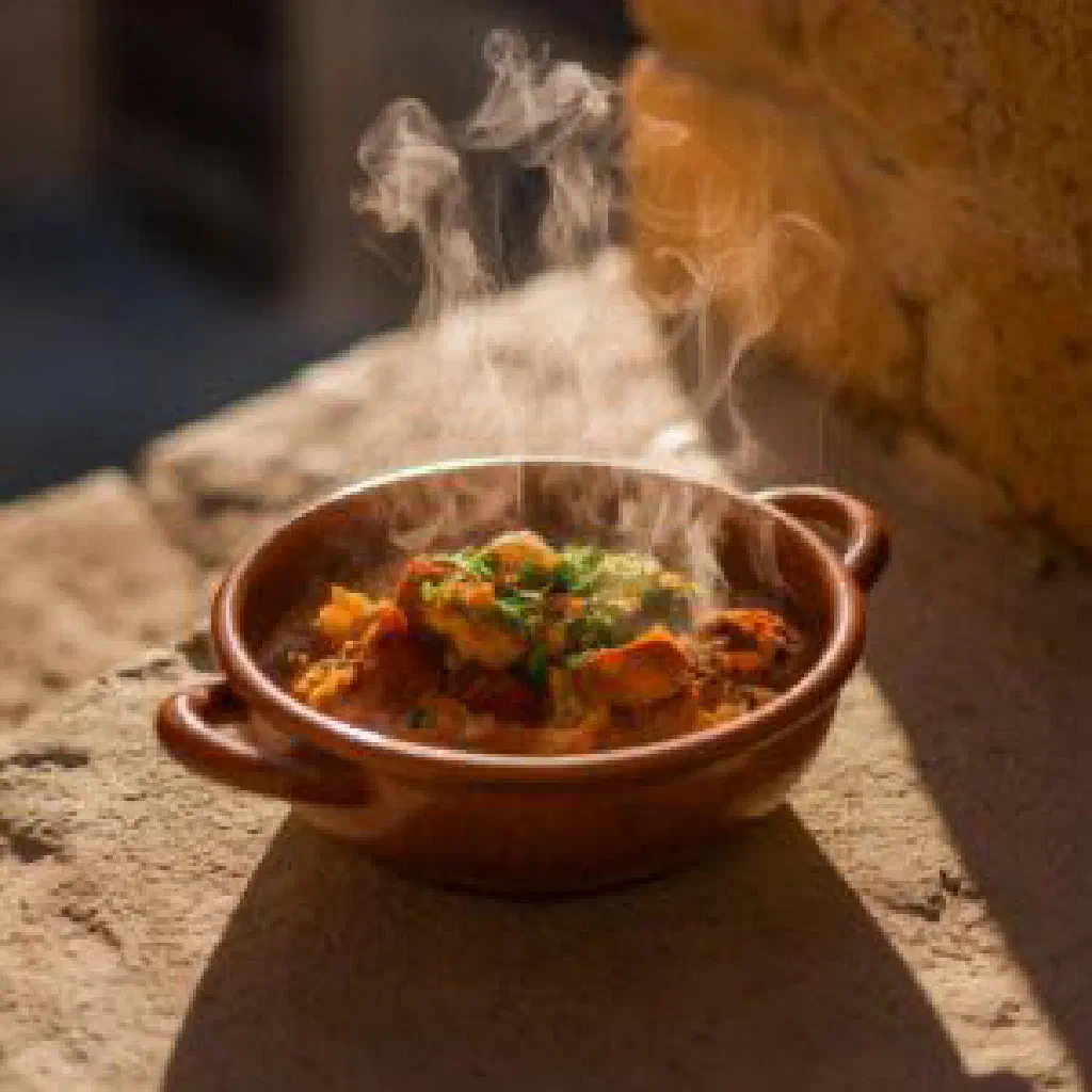 A bowl of Louvi black-eyed beans dressed with olive oil, lemon and fresh herbs