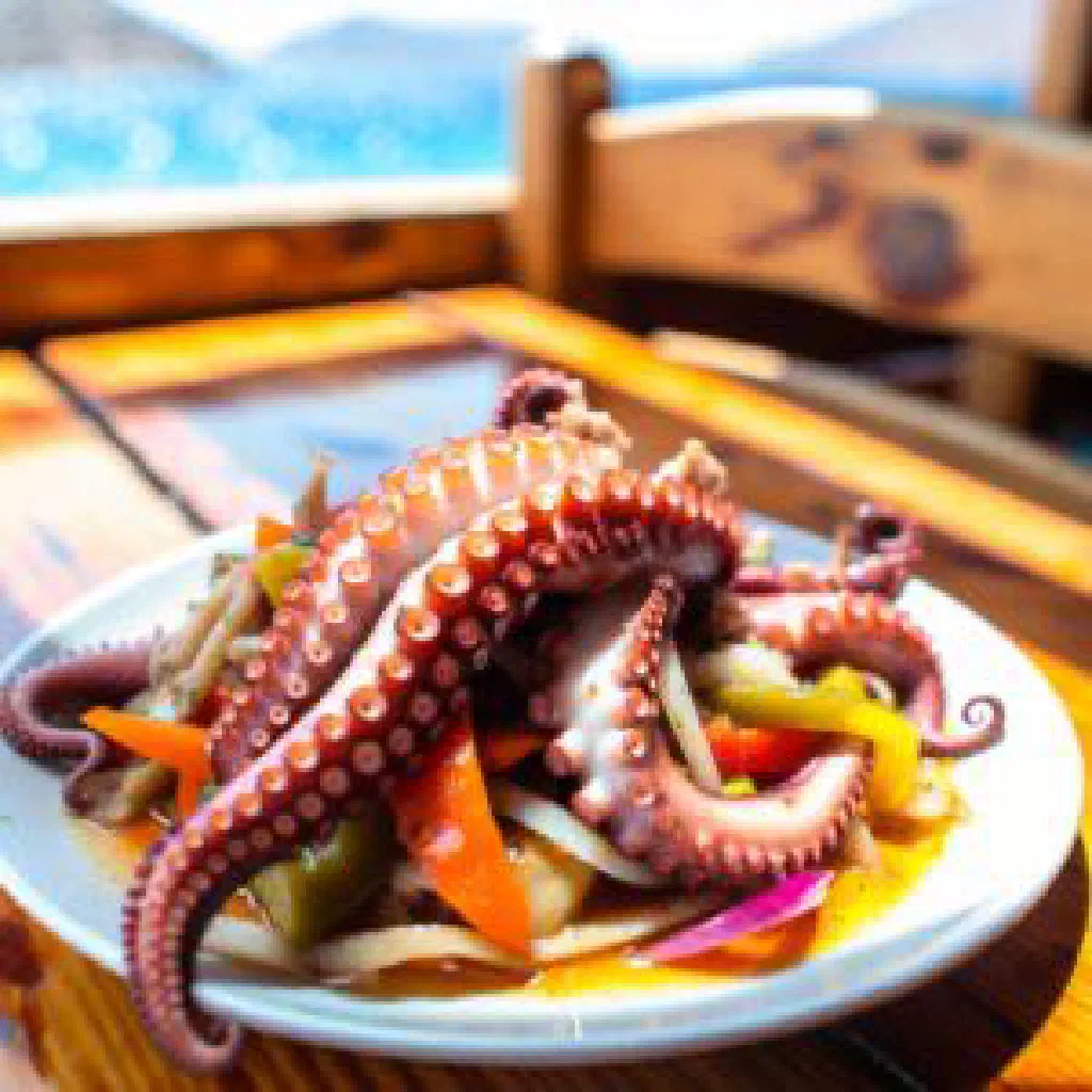 Tender grilled octopus with olive oil, lemon and fresh parsley
