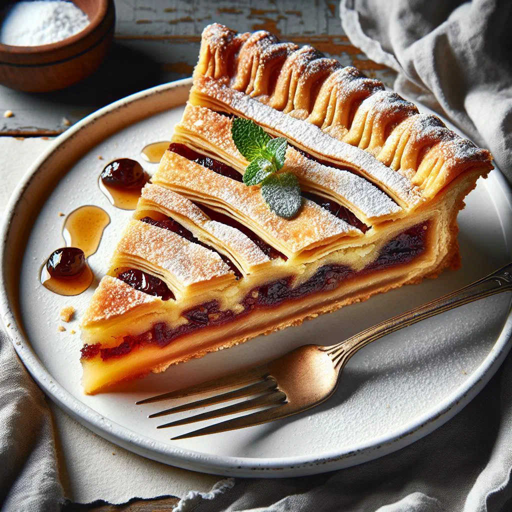 Golden honey-soaked petimezopita with filo pastry and chopped walnuts
