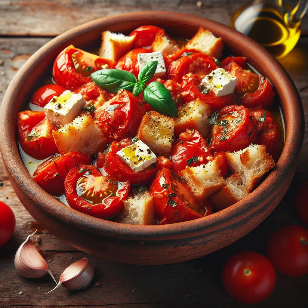 Riganada with toasted bread, sliced tomatoes and oregano