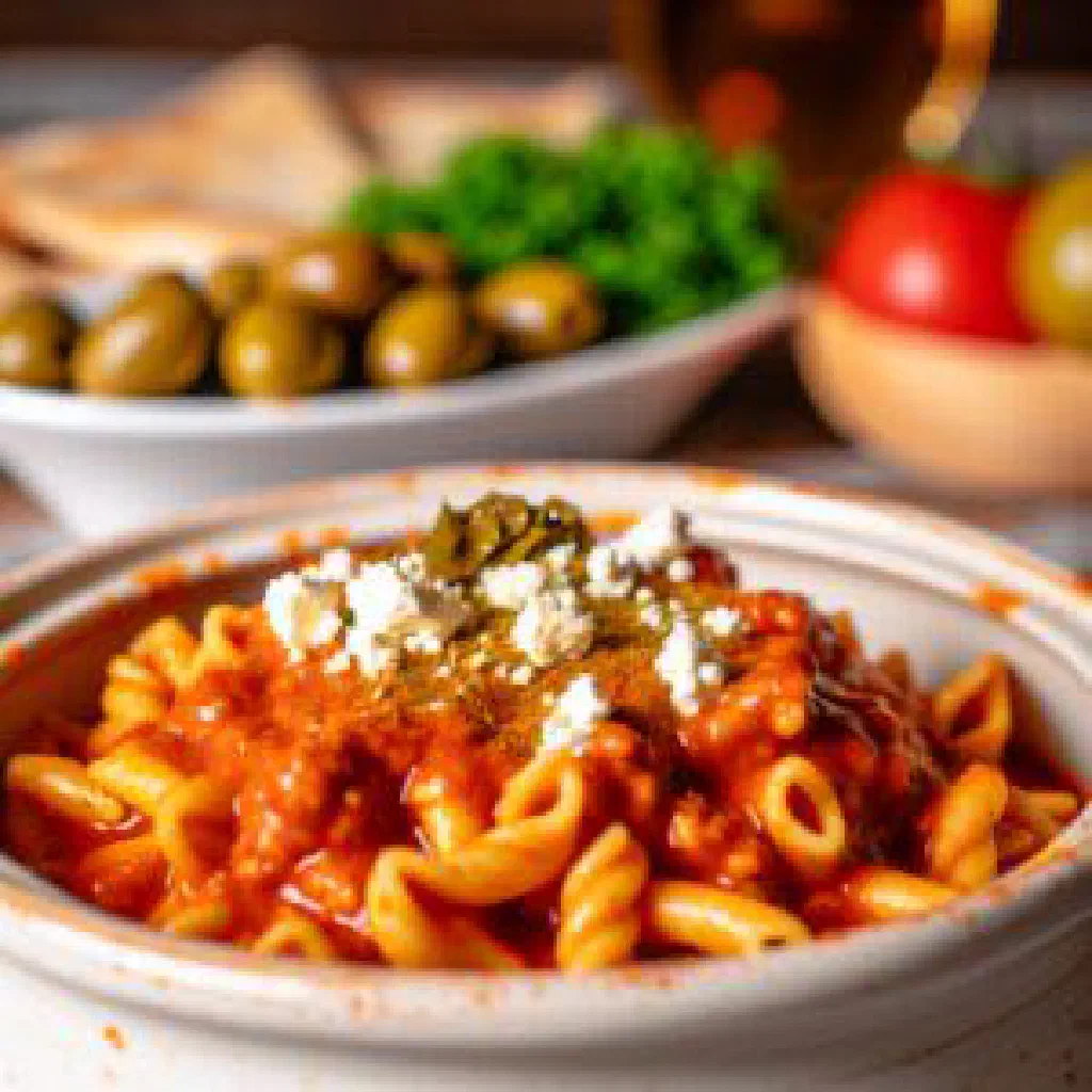 Striftari pasta tossed with wilted spinach and grated parmesan
