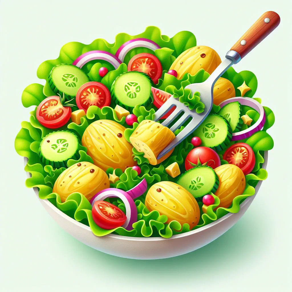 Breadfruit salad with roasted breadfruit, peppers, tomato and fresh herbs