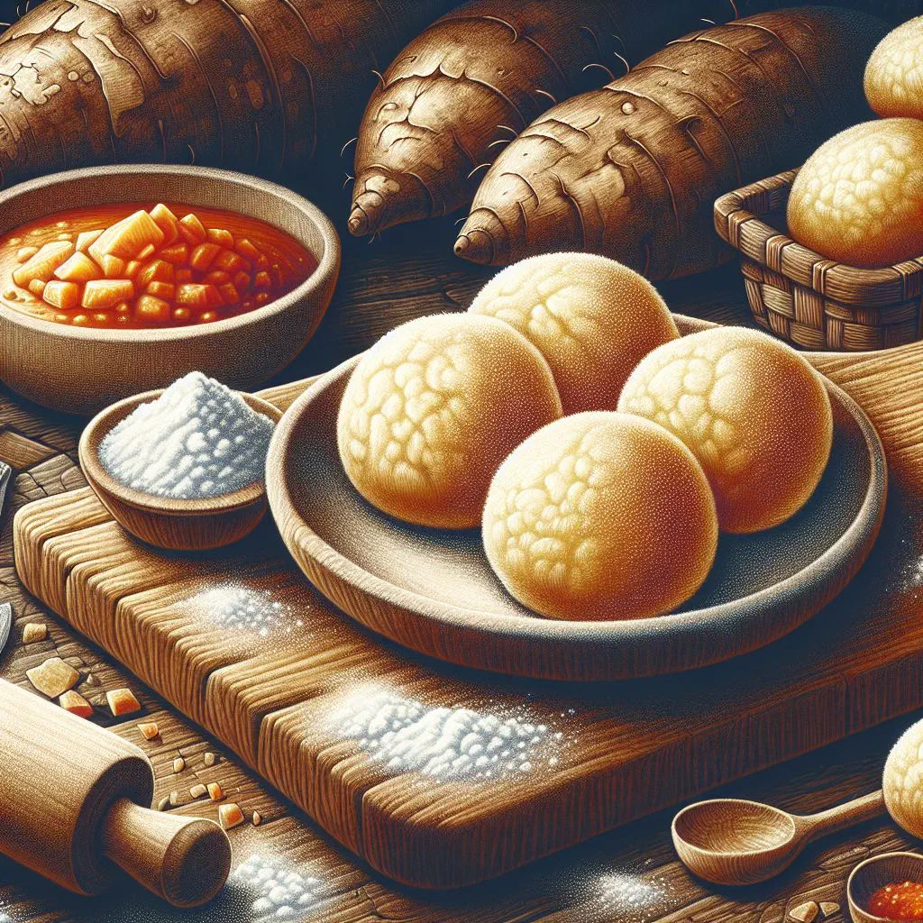 Golden fried cassava dumplings on a plate with lime wedges