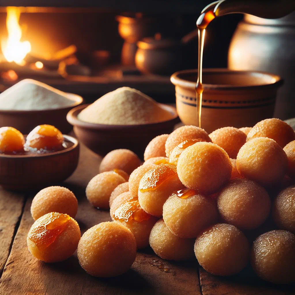 Golden fried buñuelos dusted with cinnamon and sugar